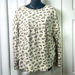 Easel Leopard long sleeve Women’s shirt oversized Small A27‎